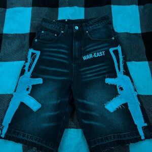 FlyEast Apparel Men's Black Denim Shorts